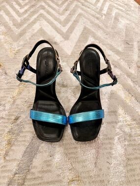 Karl Lagerfeld - Iridescent Blue Strap Sandals by